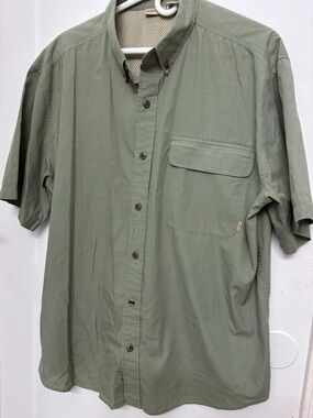 RuffHewn Light Olive Green Short Sleeve Mesh Backed Button-Down Shirt XL